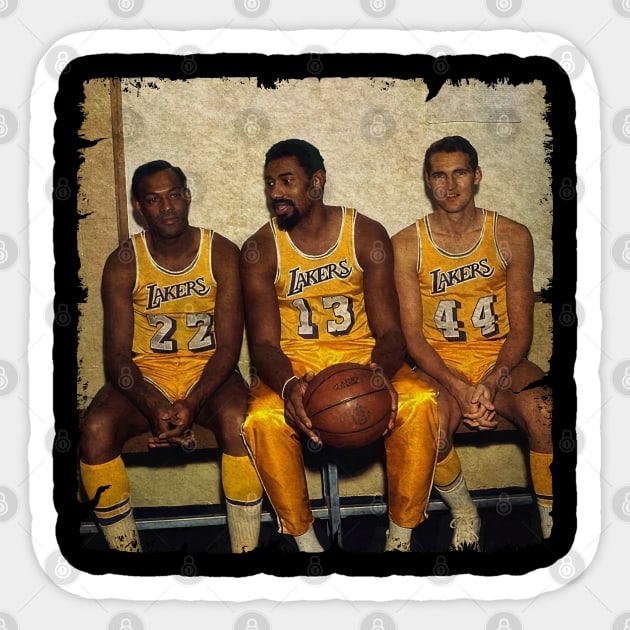 The LAKERS Big 3 (Elgin Baylor, Wilt Chamberlain and Jerry West) Sticker by Wendyshopart